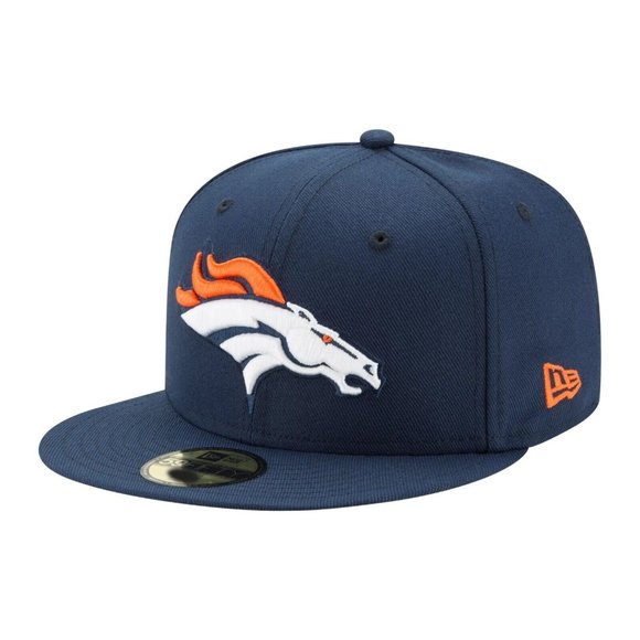New Era Denver Broncos Blue NFL Logo 59FIFTY Fitted Hat Cap Size 6 7/8 - Picture 1 of 4